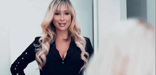  Mom offers her daughter Haley Reed to her lesbian boss Tasha Reign to keep her job! Feeling betrayed Reed begrudgingly agrees to go with Reign!